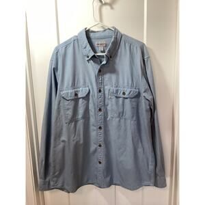 Carhartt button down‎ denim shirt work wear men's size xl  relaxed fit blue